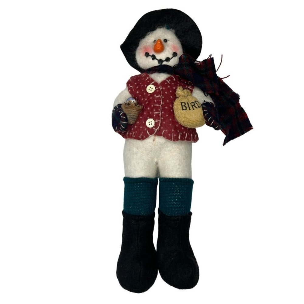 𝅺vintage 1980s 12" Felt Snowman Doll NWT #LGSNS-6‎